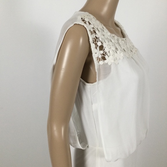 VERA MODA Midi Occasion Dress Off White with Lace Trim - Picture 5 of 10